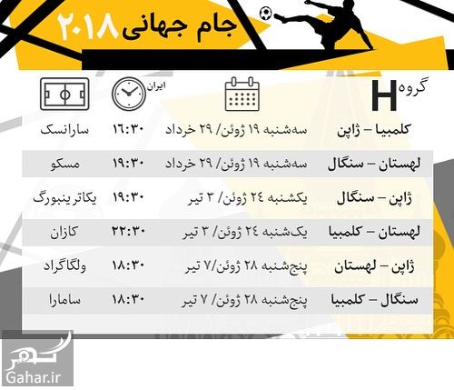 برنامه مسابقات جام جهانی 2018 روسیه همه گروه ها