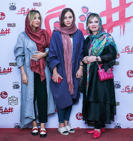 عکسهای نیوشا ضیغمی و خواهرش روشا در اکران فیلم هشتگ