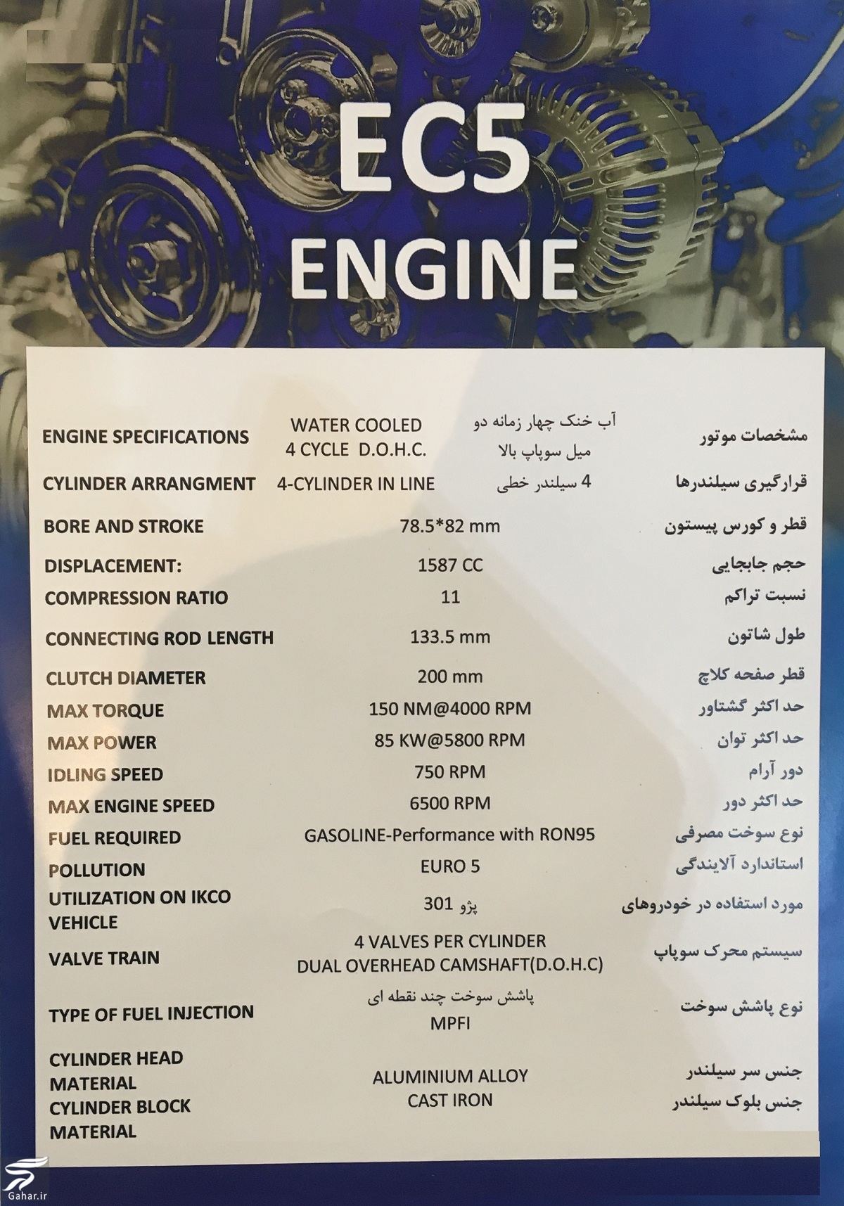 مشخصات موتور ec5
