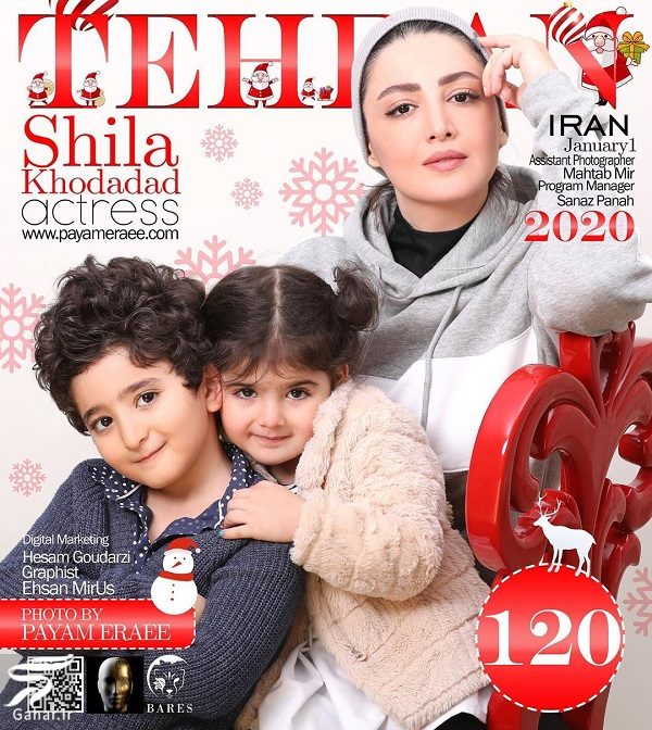 عکس کریسمسی شیلا خداداد و دختر و پسرش