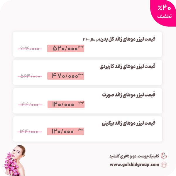 قیمت مهمترین خدمات زیبایی در غرب تهران (آذر 1400)