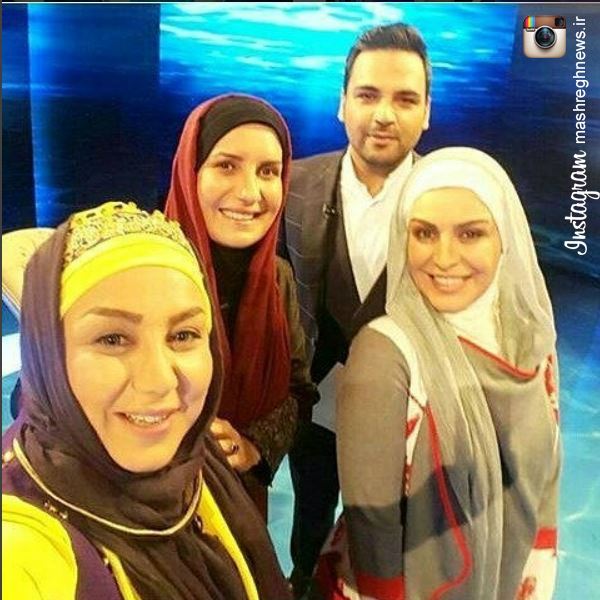 عکس های بازیگران با احسان علیخانی در پشت صحنه ماه عسل 95