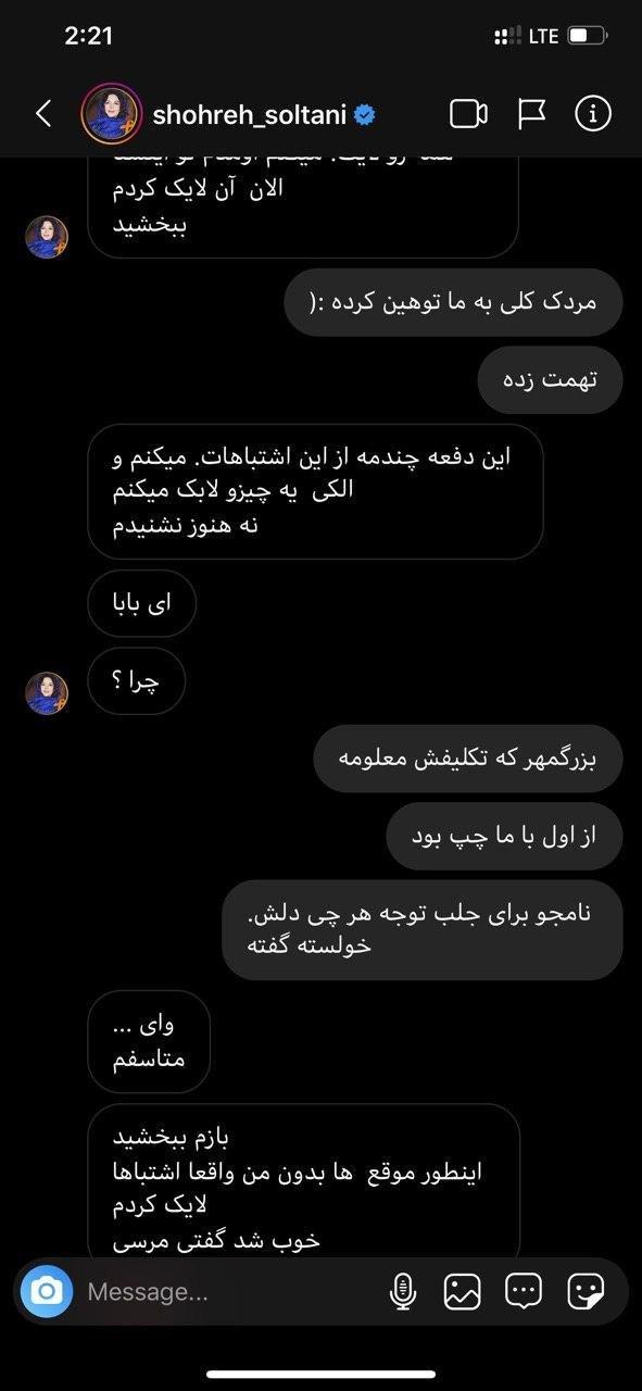 هک اینستاگرام سالومه و لو رفتن چت های بازیگران با سالومه